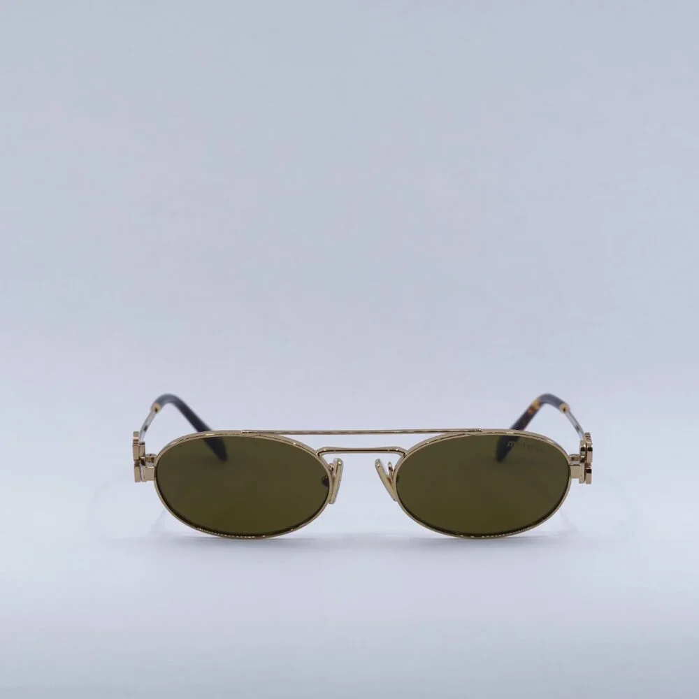 🕶️ New Miu Miu MU54ZS 7OE09Z Sunglasses - Brass Gold Frame, Dark Brown Lenses - Picture 3 of 12
